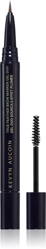 Kevyn Aucoin WAHR Feather Marker-Gel-Duo-Augenbrauenstift mit Pinsel, warme brünette Farbe, 0,4 ml
