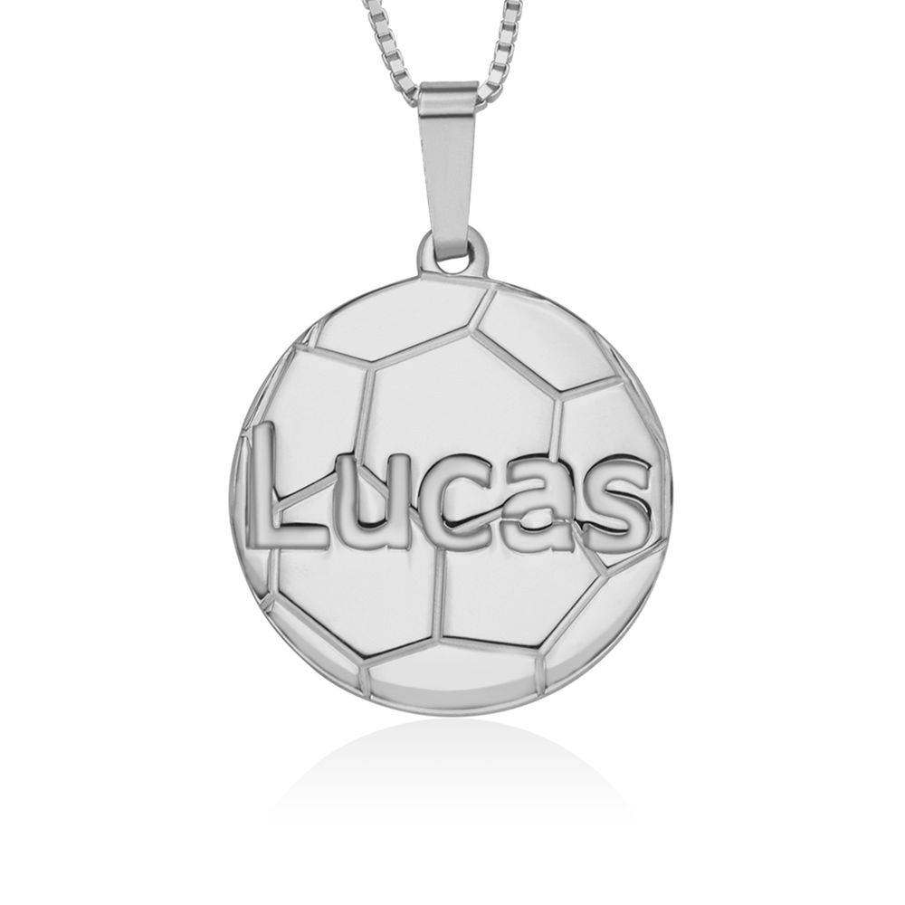 Kids Personalised Jewellery - Soccer Pendant in Sterling Silver