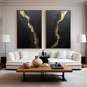 arte wabi sai feita à mão arte de parede preta conjunto de 2 pinturas pintadas à mão pintura de textura preta e dourada textura dourada pintura a óleo arte de