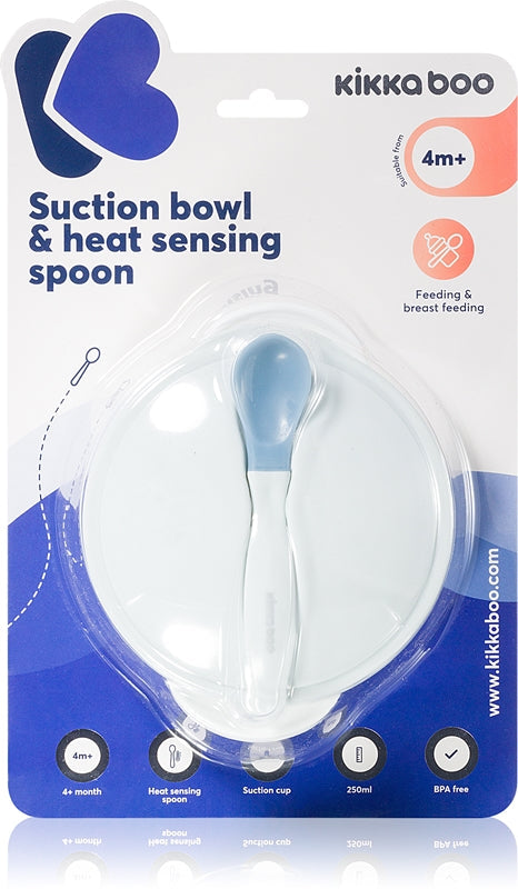 Kikkaboo Set of Suction Bowls and Thermosensitive Spoons in Pose 4M+ Blue 2 Pieces
