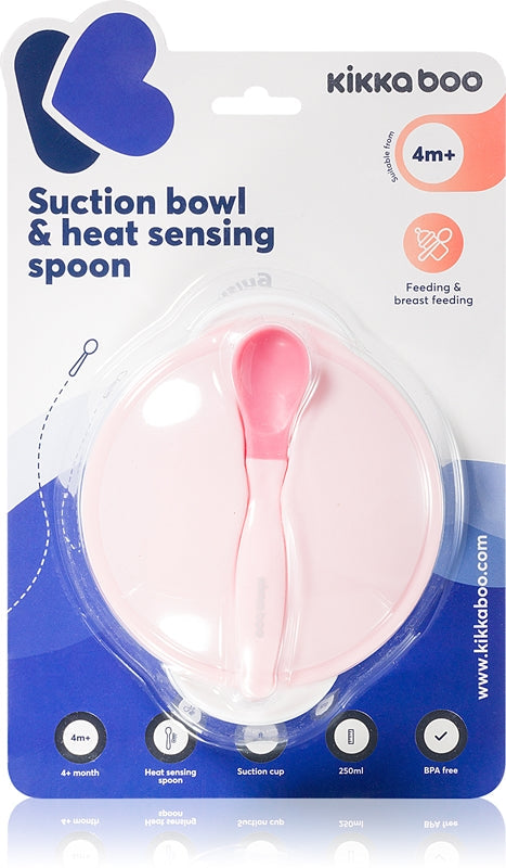 Kikkaboo Set of Suction Bowls and Thermosensitive Spoons Posa 4M+ Pink 2 Pieces