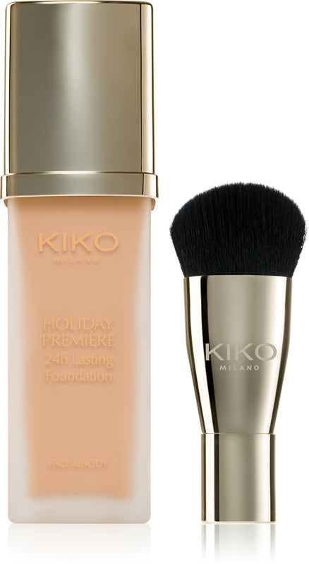 Kiko Milano Holiday Fond de ten lichid Première 24H Lasting Waterproof Cu Pensula Culoare 05 Migdale 28 Ml