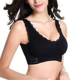 soutiens-gorge de sport en dentelle surdimensionnée pour femmes croix devant boucle latérale soutien-gorge sans fil yoga entraînement vêtements de sport