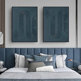 conjunto de 2 arte turquesa pintura a óleo feita à mão azul verde gesso texturizado pintura azul verde gesso arte pintura azul verde pintura minimalista azul v