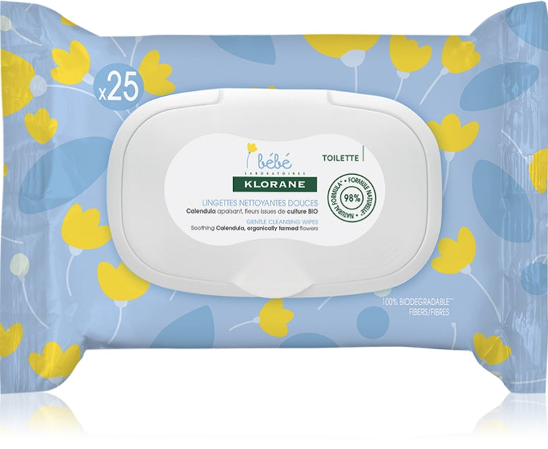 Klorane Babytoalett mjuka rengöringsservetter x25 våtservetter