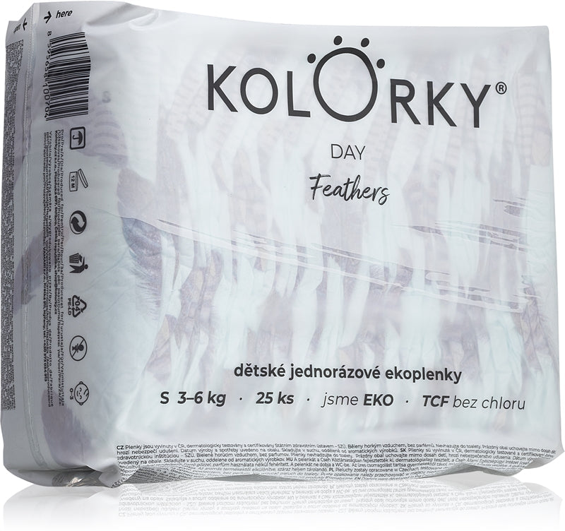 Kolorky Couches jetables ECO Day Feathers taille S 3-6 Kg 25 pièces