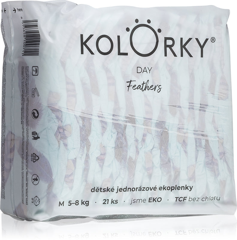 Kolorky Couches jetables Day Feathers ECO taille M 5-8 Kg 21 pièces