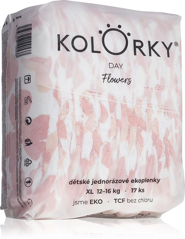 Kolorky Couches jetables Day Flowers ECO taille XL 12-16 Kg 17 pièces