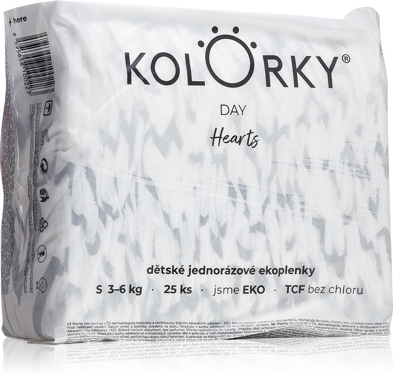 Kolorky Couches jetables Day Hearts ECO taille S 3-6 Kg 25 pièces