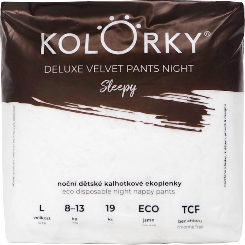 Kolorky De luxe Velvet Pants Night Sleepy couches jetables pour la nuit L 8-13 kg 19 pièces
