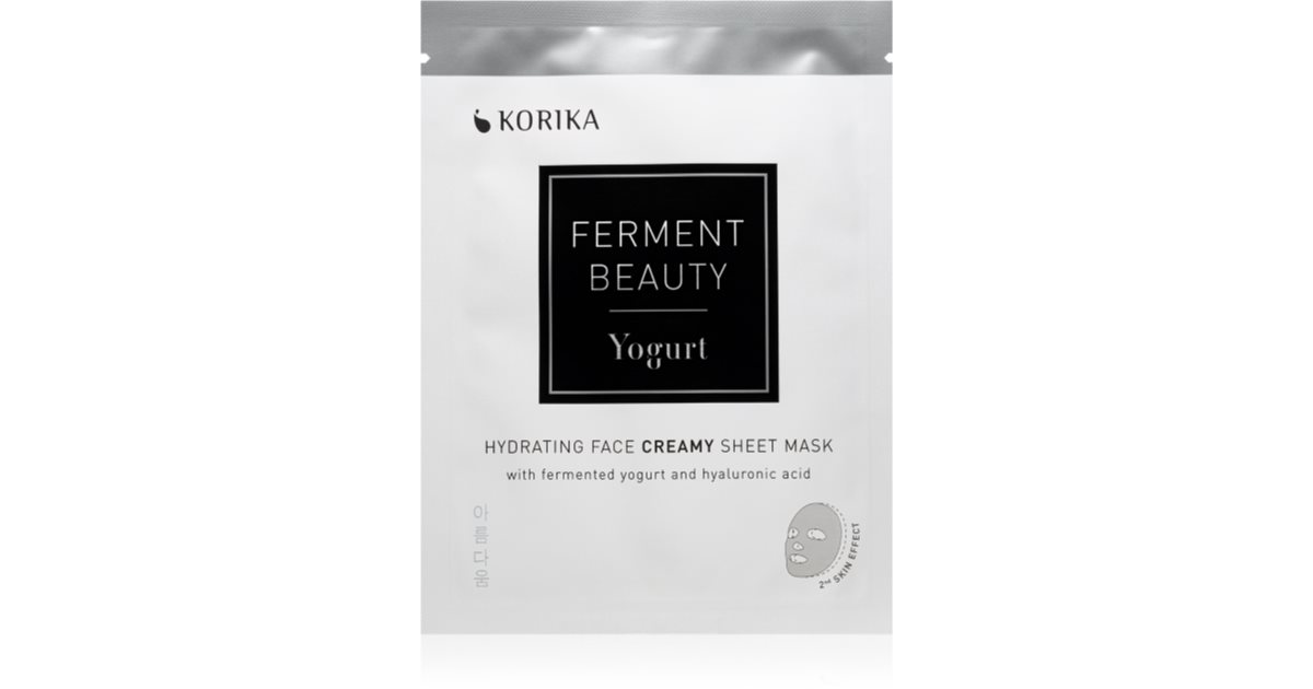 KORIKA FermentBeauty fuktighetsgivende stoff ansiktsmaske med fermentert yoghurt og hyaluronsyre 23 g