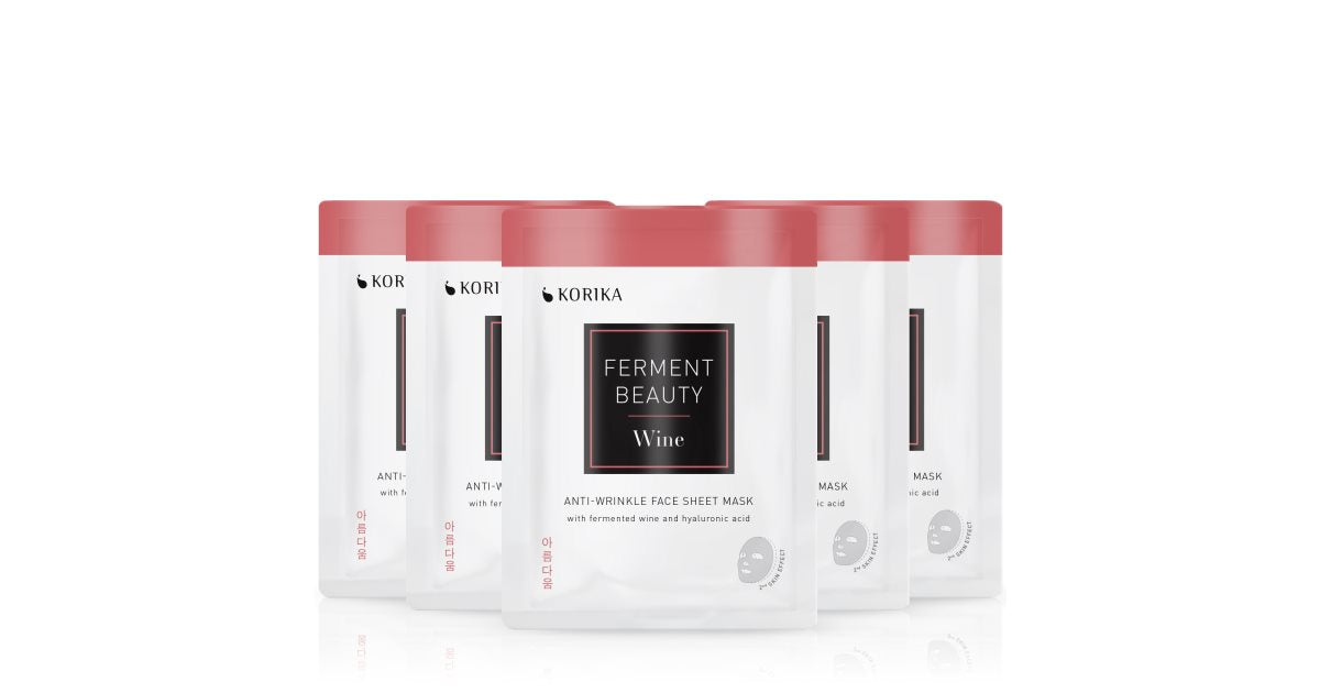 KORIKA Zestaw 5 maseczek przeciwzmarszczkowych FermentBeauty z fermentowanym winem i kwasem hialuronowym w obniżonej cenie