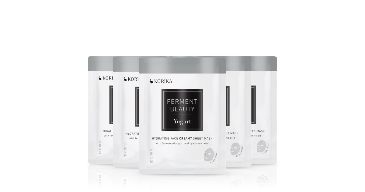 KORIKA FermentBeauty Set of 5 Hydrating Fabric Face Masks with Fermented Yogurt and Hyaluronic Acid face mask at a reduced price