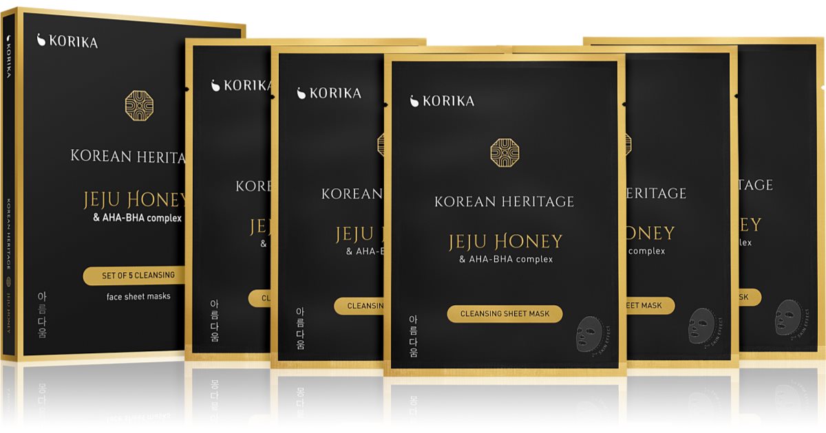KORIKA Korean Heritage Set of 5 Cleansing Effect Sheet Face Masks 5pcs