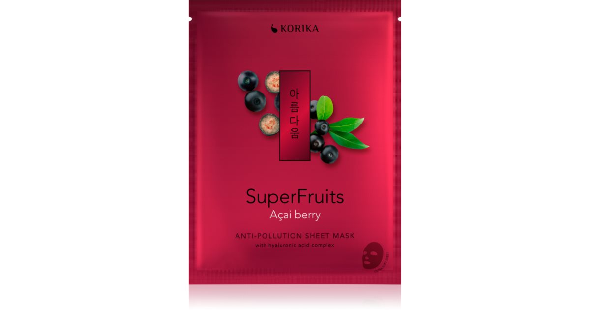 KORIKA SuperFruits Acai Berry - Anti-Pollution-Tuchmaske mit Detox-Effekt Acai-Beere 25 g