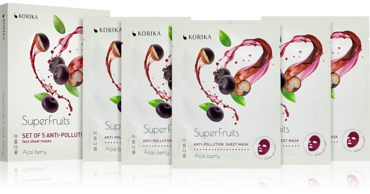 KORIKA SuperFruits Acai Berry - Set of 5 Anti Pollution Face Mask