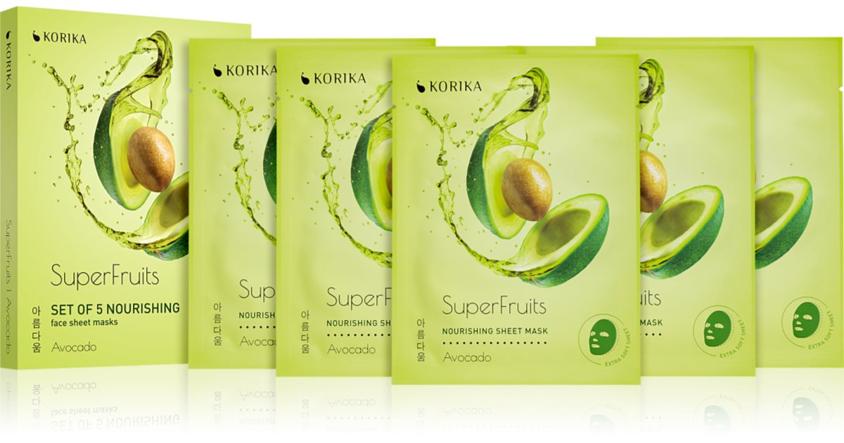 KORIKA SuperFruits Face Mask at a Reduced Price Nourishing Effect Avocado 5×25 g
