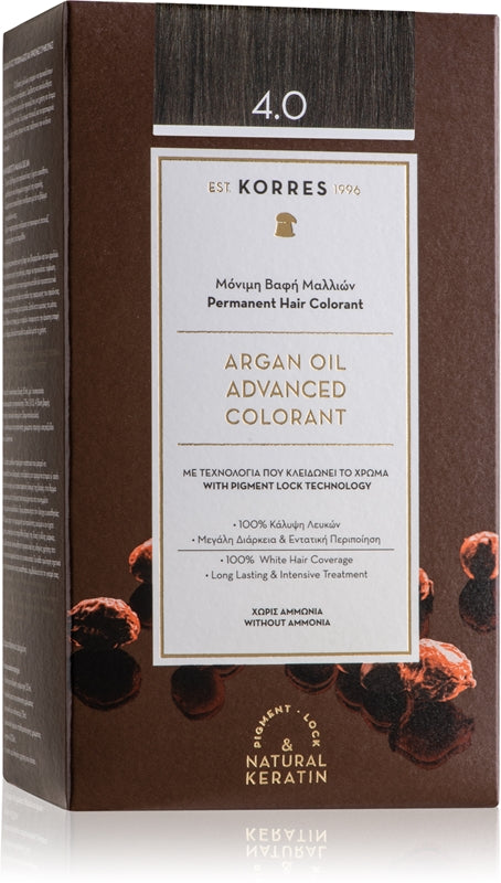 Permanent färgning med Argan Korres Oil - 4.0 Chatain Natural
