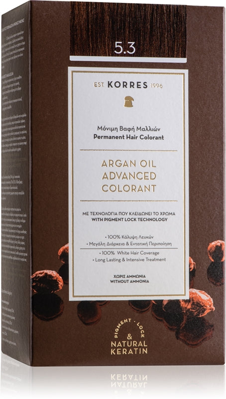Permanent farvelægning med Argan Korres Oil - 5.3 Chatain Dore