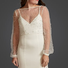 ivoren faux peer sjaalamp; wrap bruids wrap bolero luxe bruids bladerdeeg lange mouwen kant bruiloft wraps voor bruiloft lenteamp; zomer