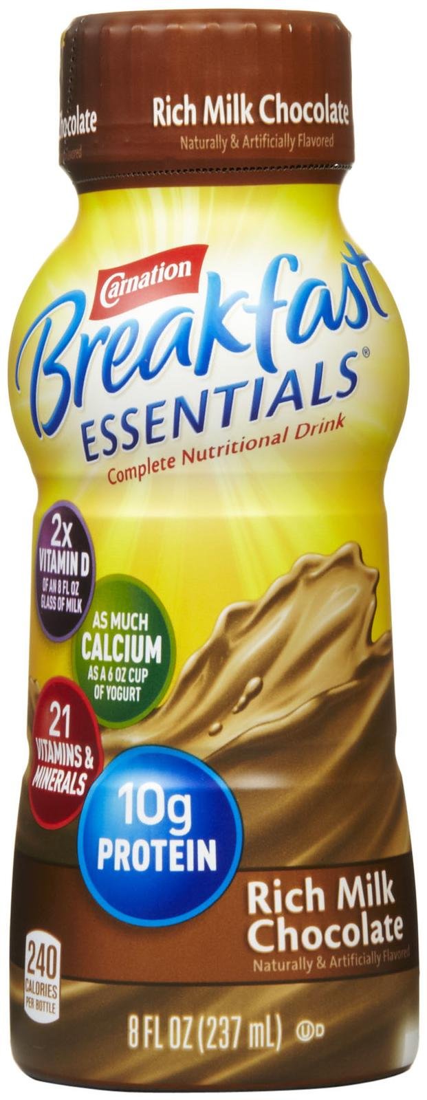Carnation Breakfast Essentials Oral Supplement Ready To Drink Bottles, Rich Milk Chocolate, 8 oz., 24 Each - Case