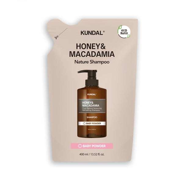 KUNDAL - Honey & Macadamia Nature Shampoo - Refill Pack - 400ml - Baby Powder