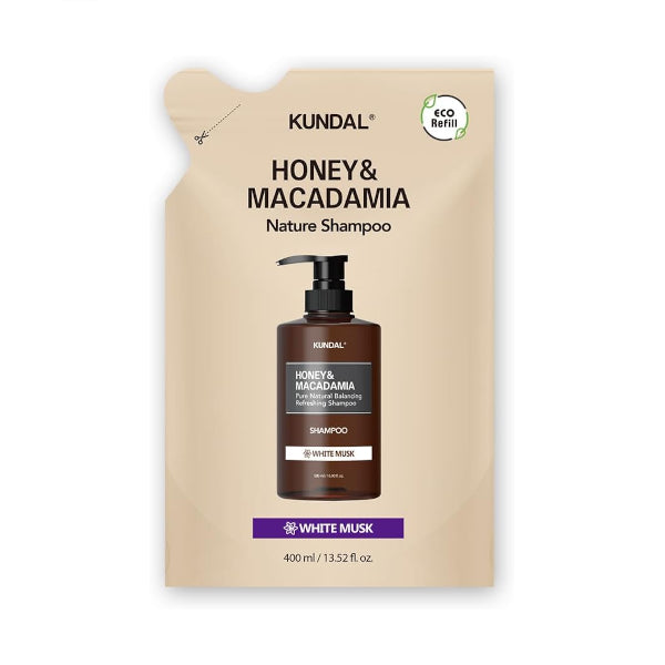 KUNDAL - Honey & Macadamia Nature Shampoo - Refill Pack - 400ml - White Musk