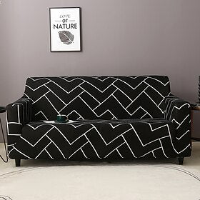 Capa de sofá elástica slipcover em forma de l capa de sofá padrão de bloco linear protetor de móveis para quarto escritório sala de estar decoração de casa