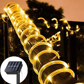 guirlandes solaires extérieures 12m 7m à énergie solaire ip65 corde tube guirlandes éclairage extérieur étanche fée flexible lumières 50-100 led pour jardin gu