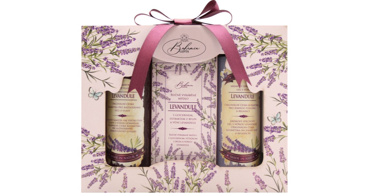 Bohemia Gifts & Kosmetikk Dusjgaveeske Dusjgelkrem 100 ml + sjampo 100 ml + kremsåpe med glyserin 100 g