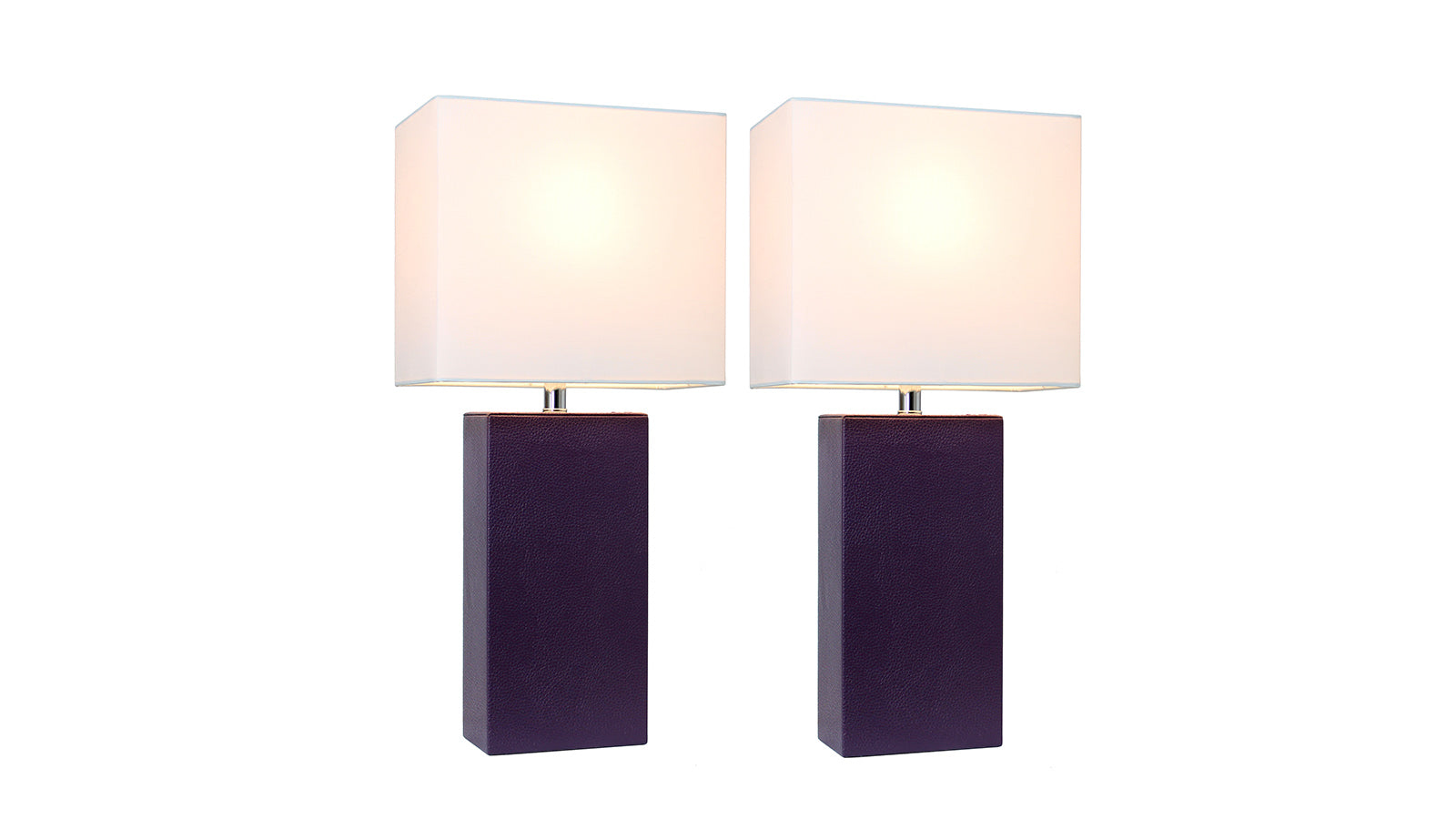 All the Rages 2 Pack Modern Leather Table Lamps Eggplant