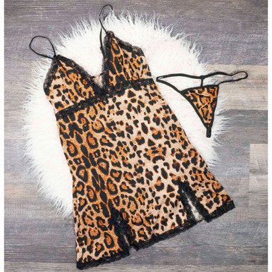 Women's Leopard Print Lingerie  - Medium