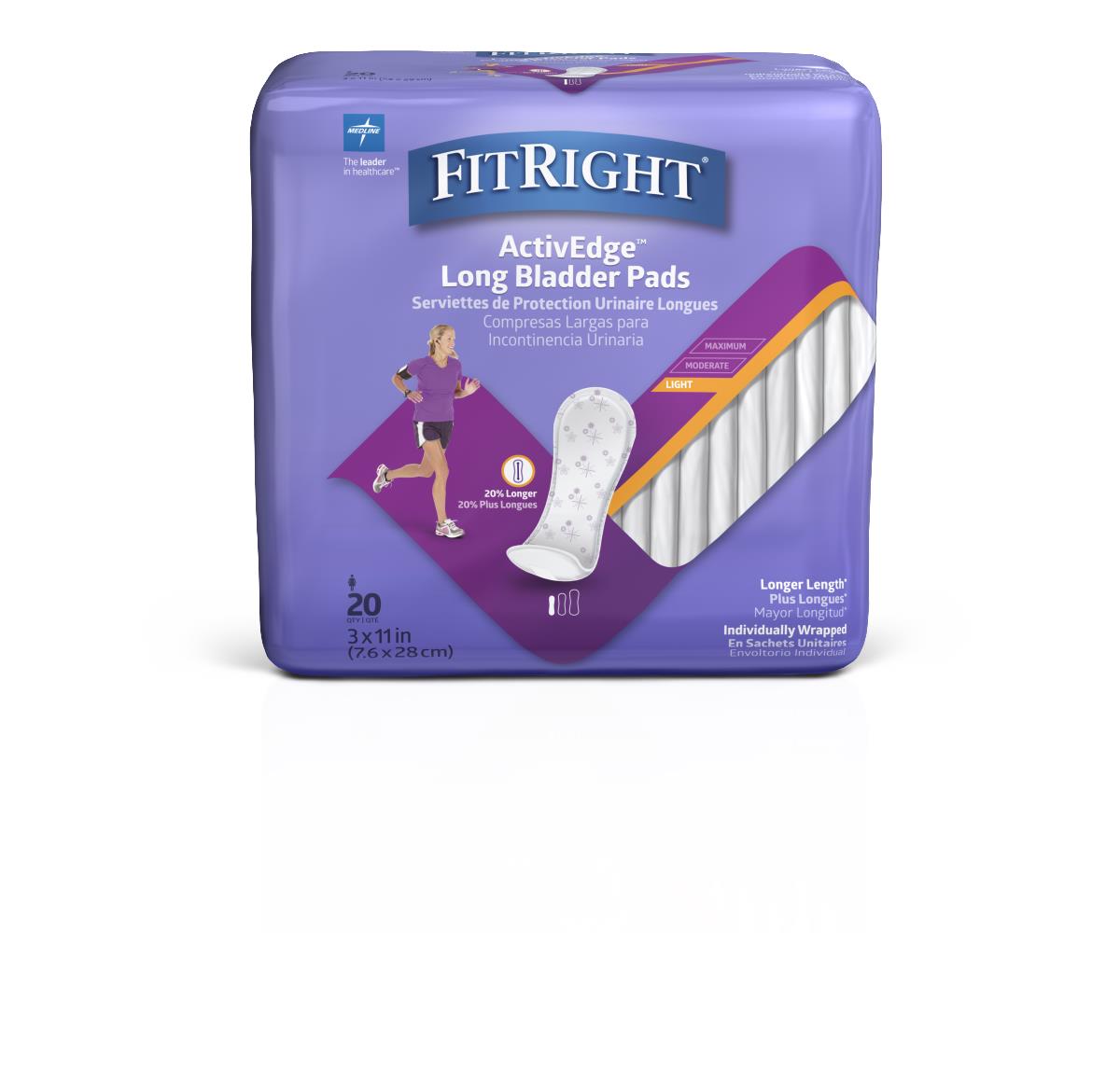 Light Flow Bladder Pad Liners, 3" x 11", Case of 180