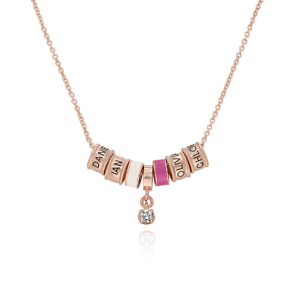 Linda Charm Necklace with Diamond in 18ct Rose Gold Plating