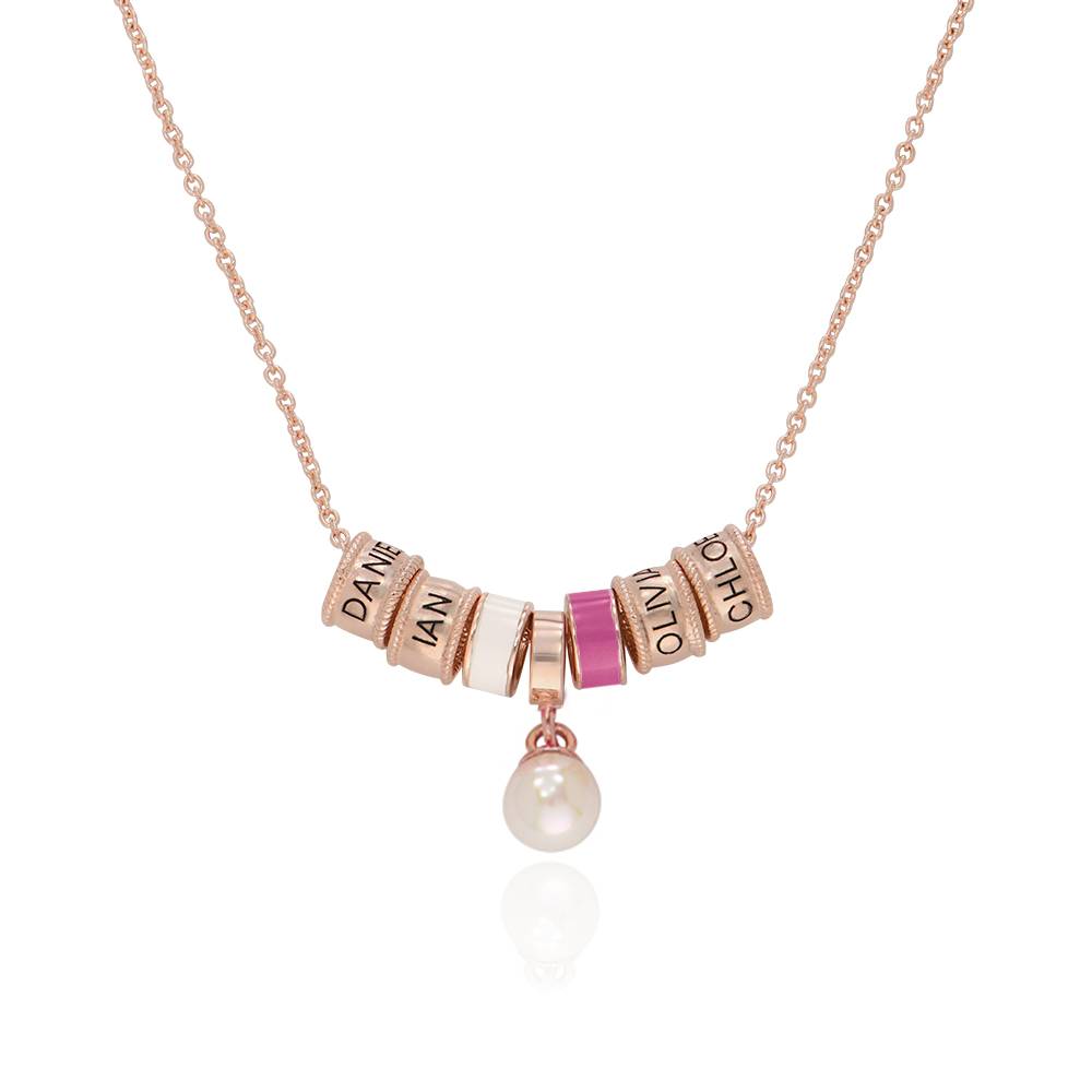 Linda Charm Necklace with Pearl in 18ct Rose Gold Plating