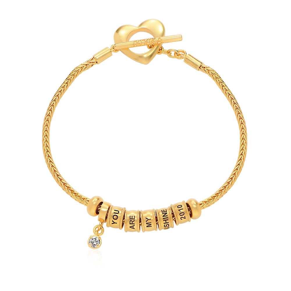 Linda Toggle Heart Charm Bracelet with Diamond in 18ct Gold Vermeil