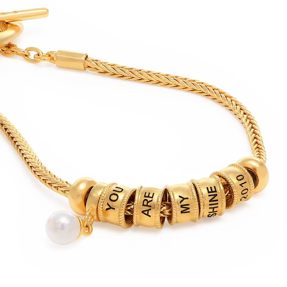 Linda Toggle Heart Charm Bracelet with Pearl in 18ct Gold Plating