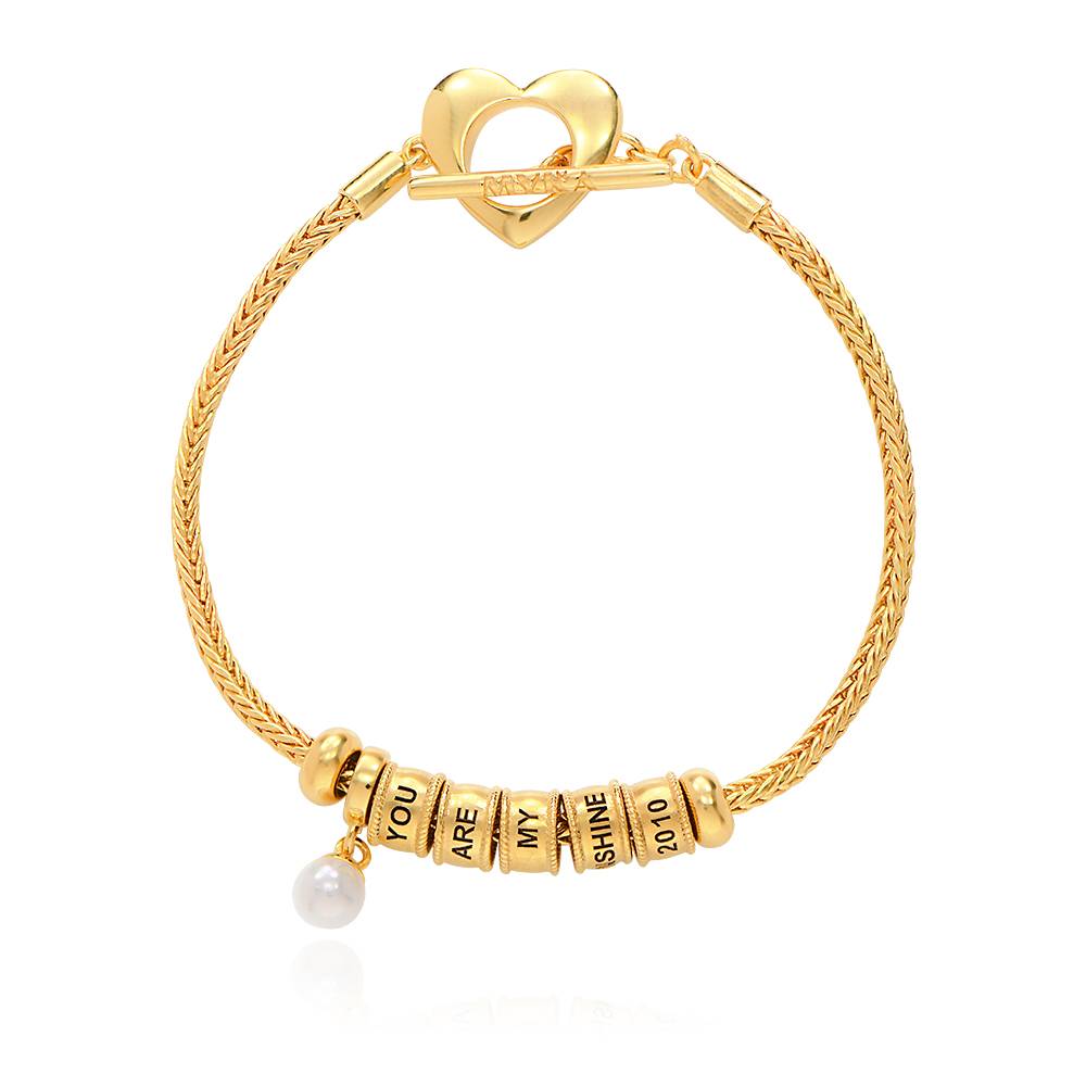 Linda Toggle Heart Charm Bracelet with Pearl in 18ct Gold Vermeil
