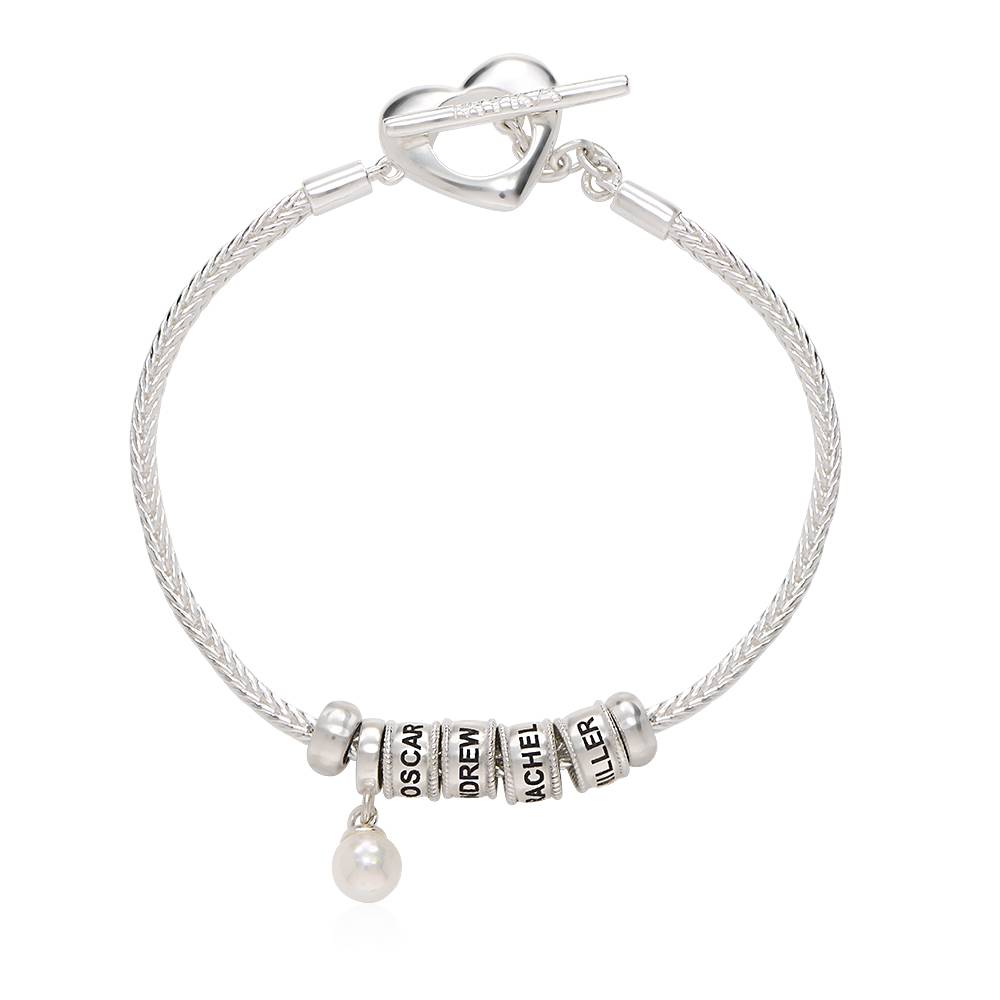 Linda Toggle Heart Charm Bracelet with Pearl in Sterling Silver