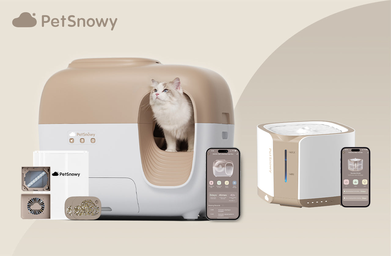 SNOW+ Self-Cleaning Cat Litter Box with Water Fountain