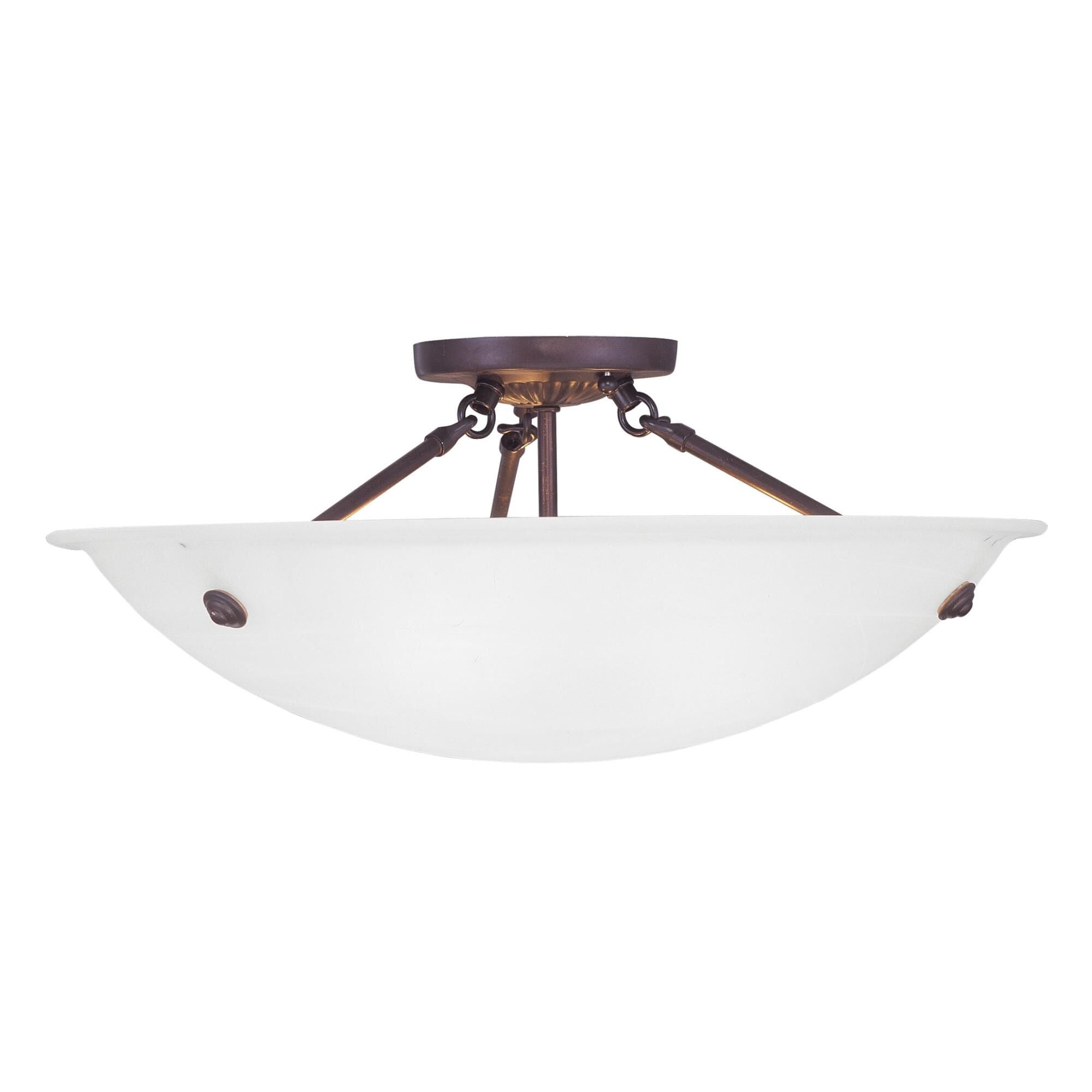 Livex Lighting Home Basics 20 Inch 3 Light Semi Flush Mount Home Basics - 4274-07 - Modern Contemporary