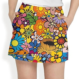 Women's Golf Skirt Pickleball Skort Floral Sun Protection Ladies Golf Attire