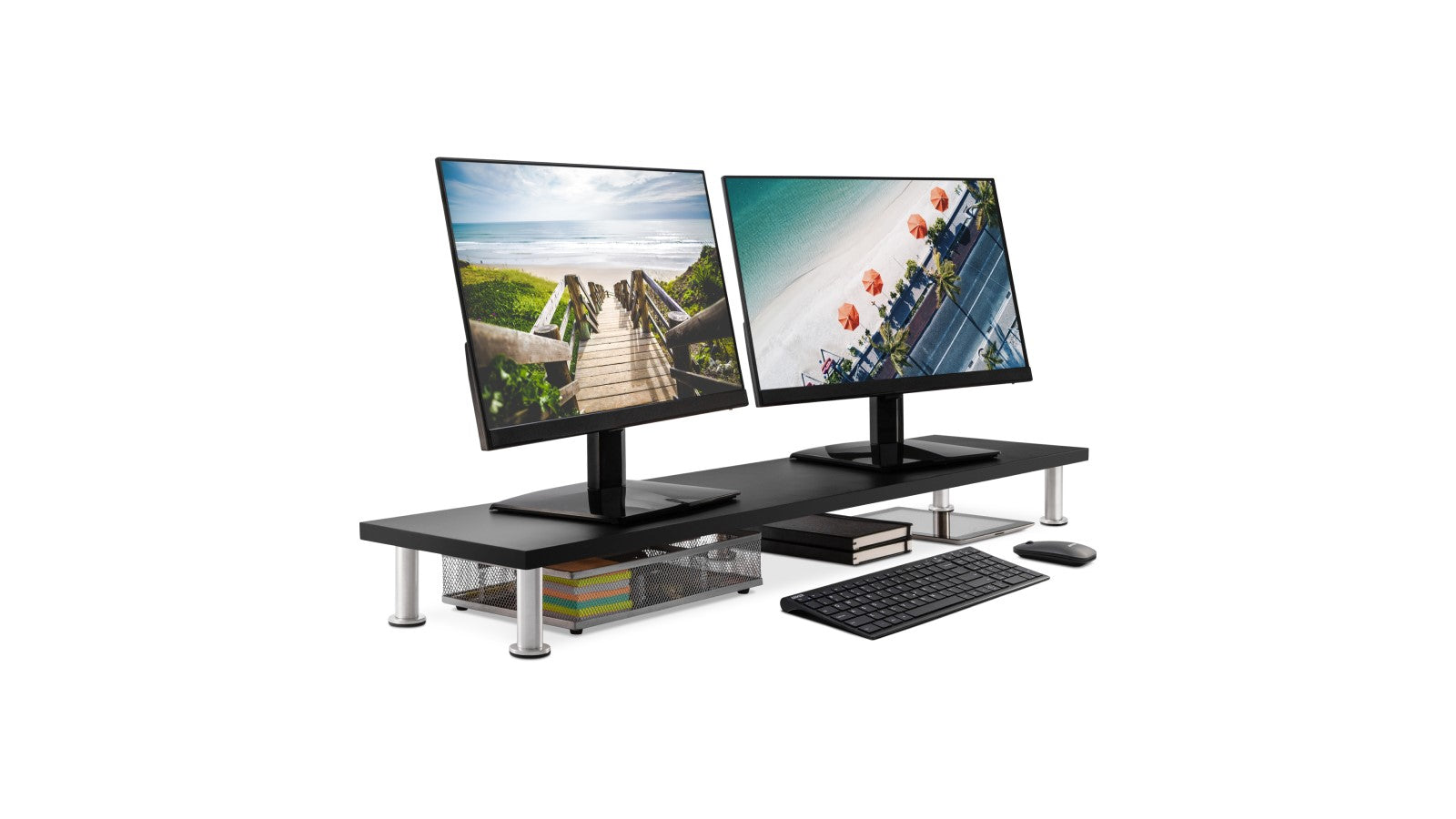 The Office Oasis Dual Computer Monitor Stand Black