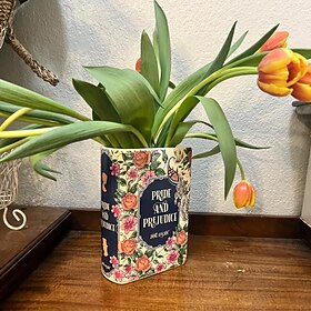 Vase livre en céramique pour composition florale, vase décoratif en céramique en forme de livre au design moderne et créatif