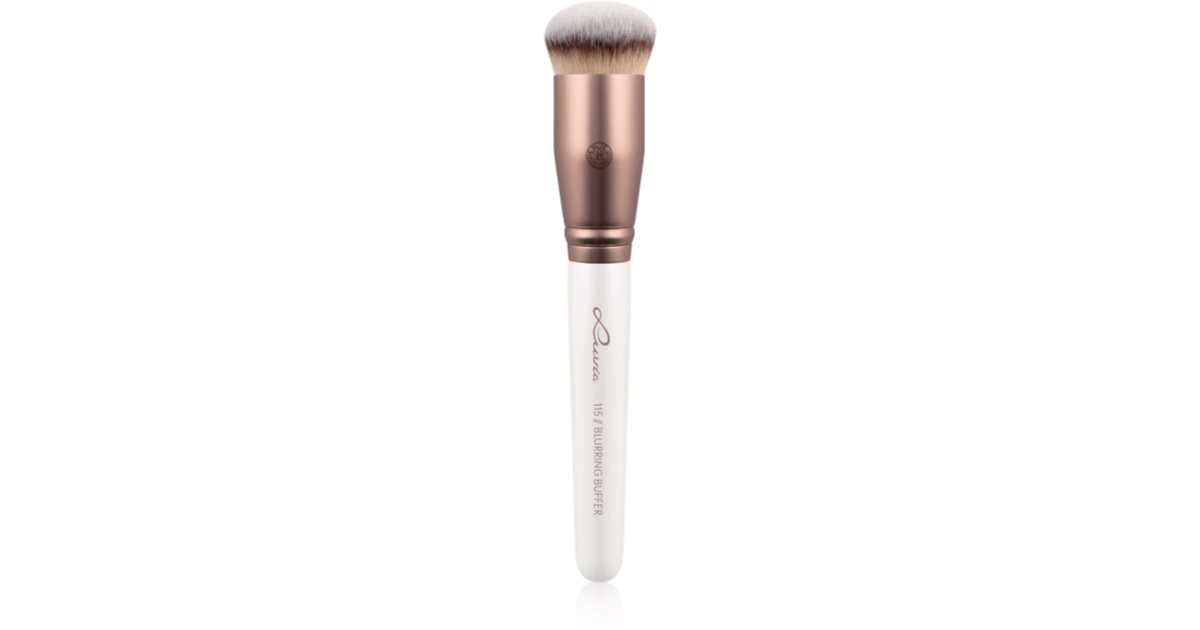 Luvia Cosmetics Prime Vegan Blurring Buffer Foundation and Powder Brush 115 (Pearl White - Metallic Coffee Brown)