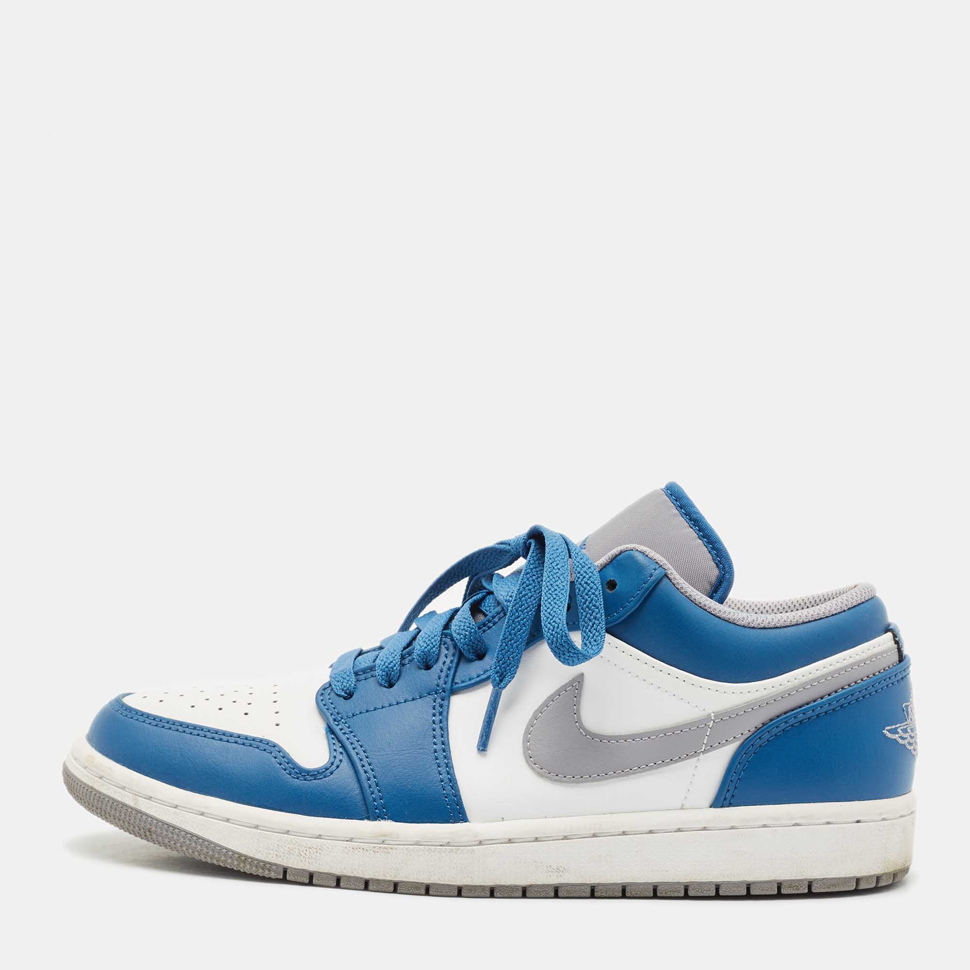 Air Jordans Multicolor Leather Jordan 1 Low True Blue&nbsp;Sneakers Size 41