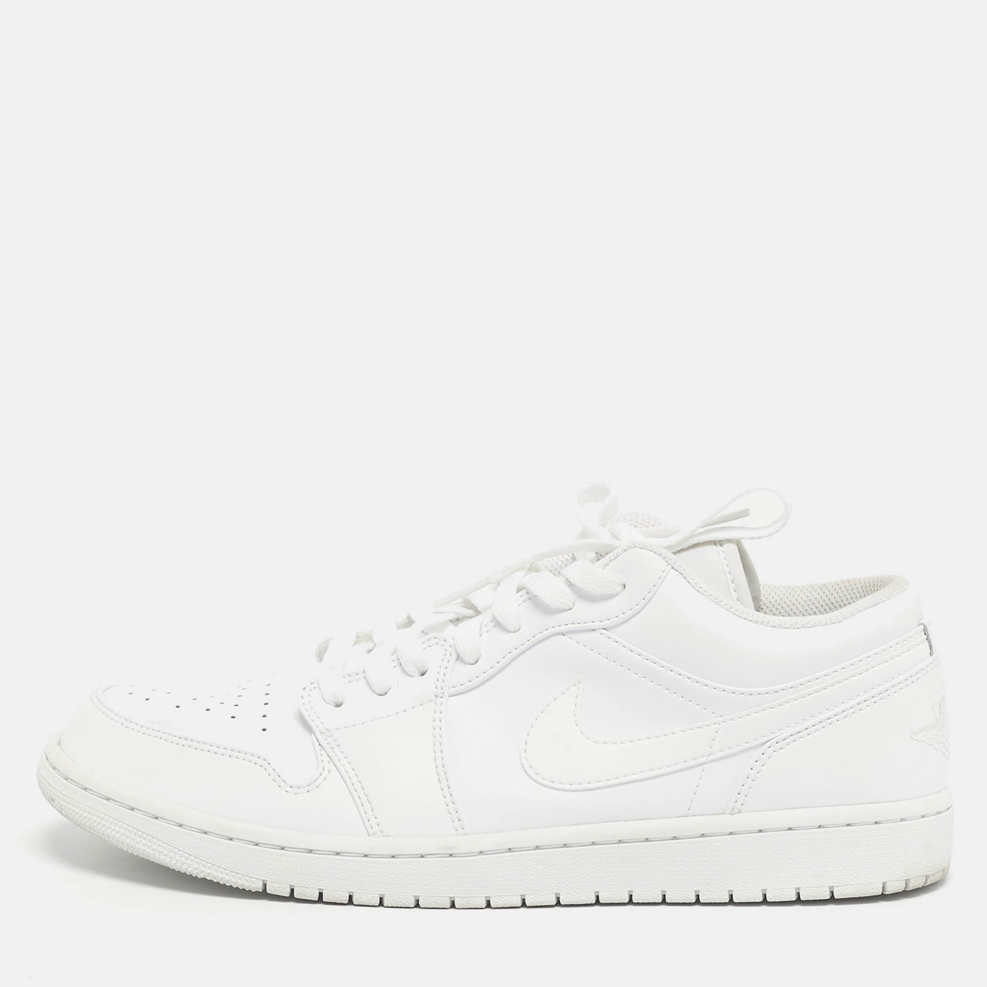 Air Jordans White Leather Jordan 1 Low Triple White&nbsp;Sneakers Size 45