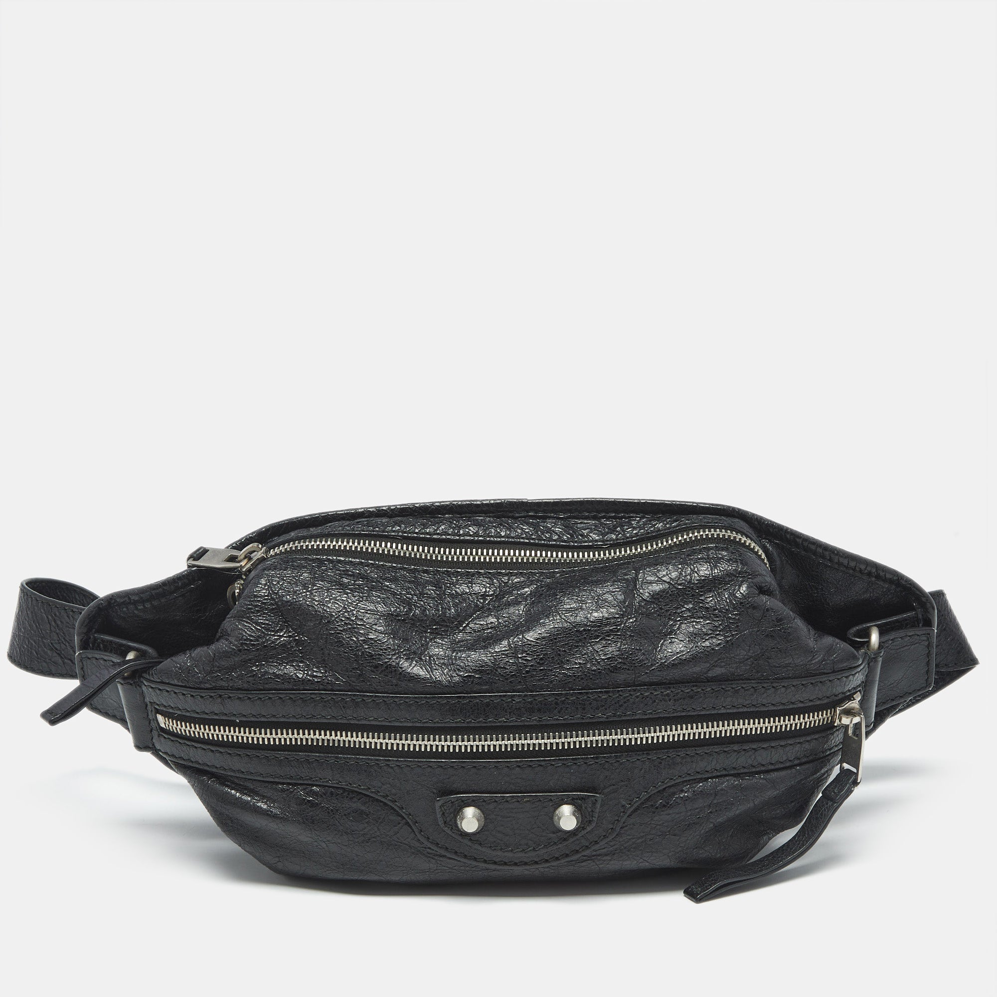 Balenciaga Black Glossy Leather Neo Lift Sling Belt Bag
