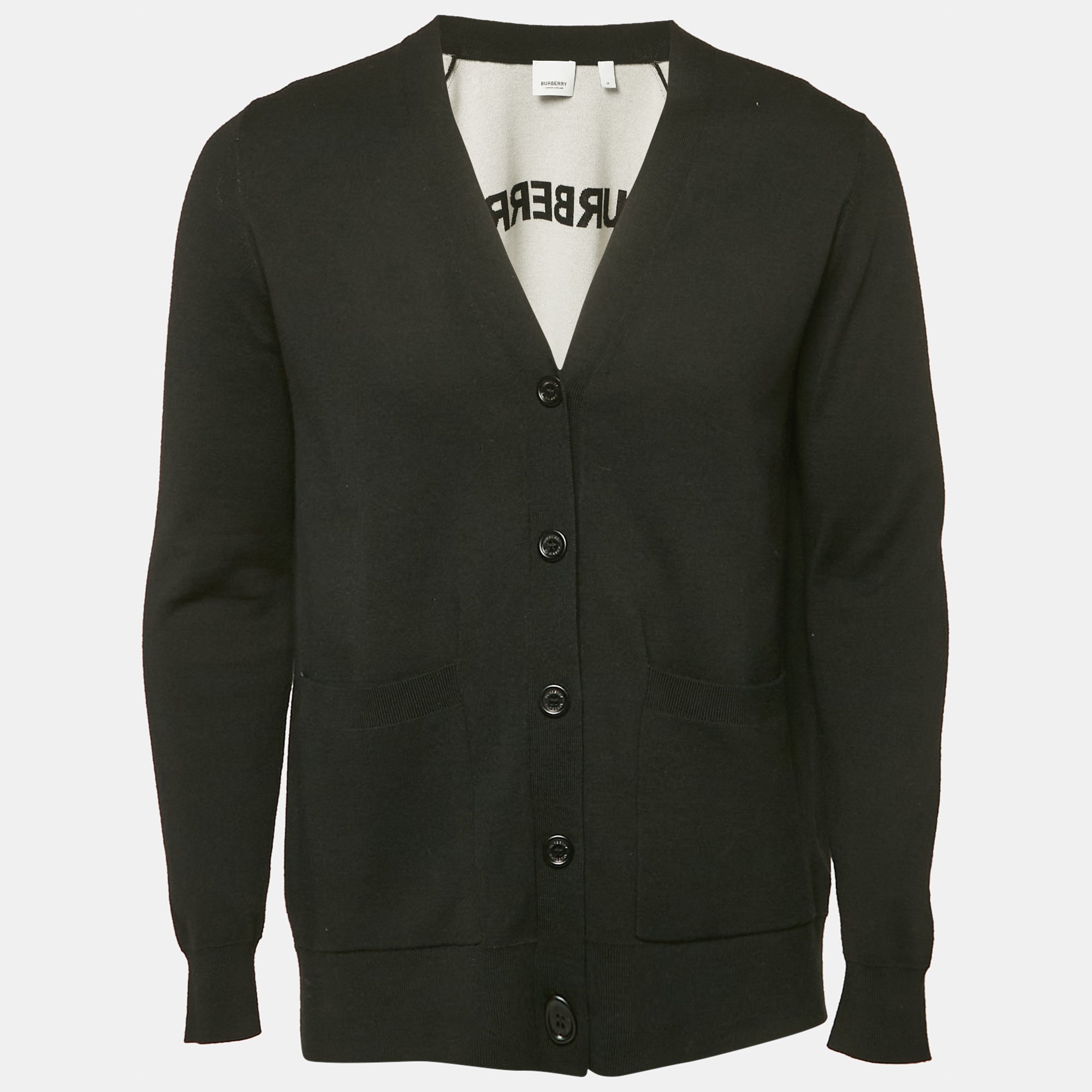 Burberry Black Wool Blend Buttoned Cardigan M