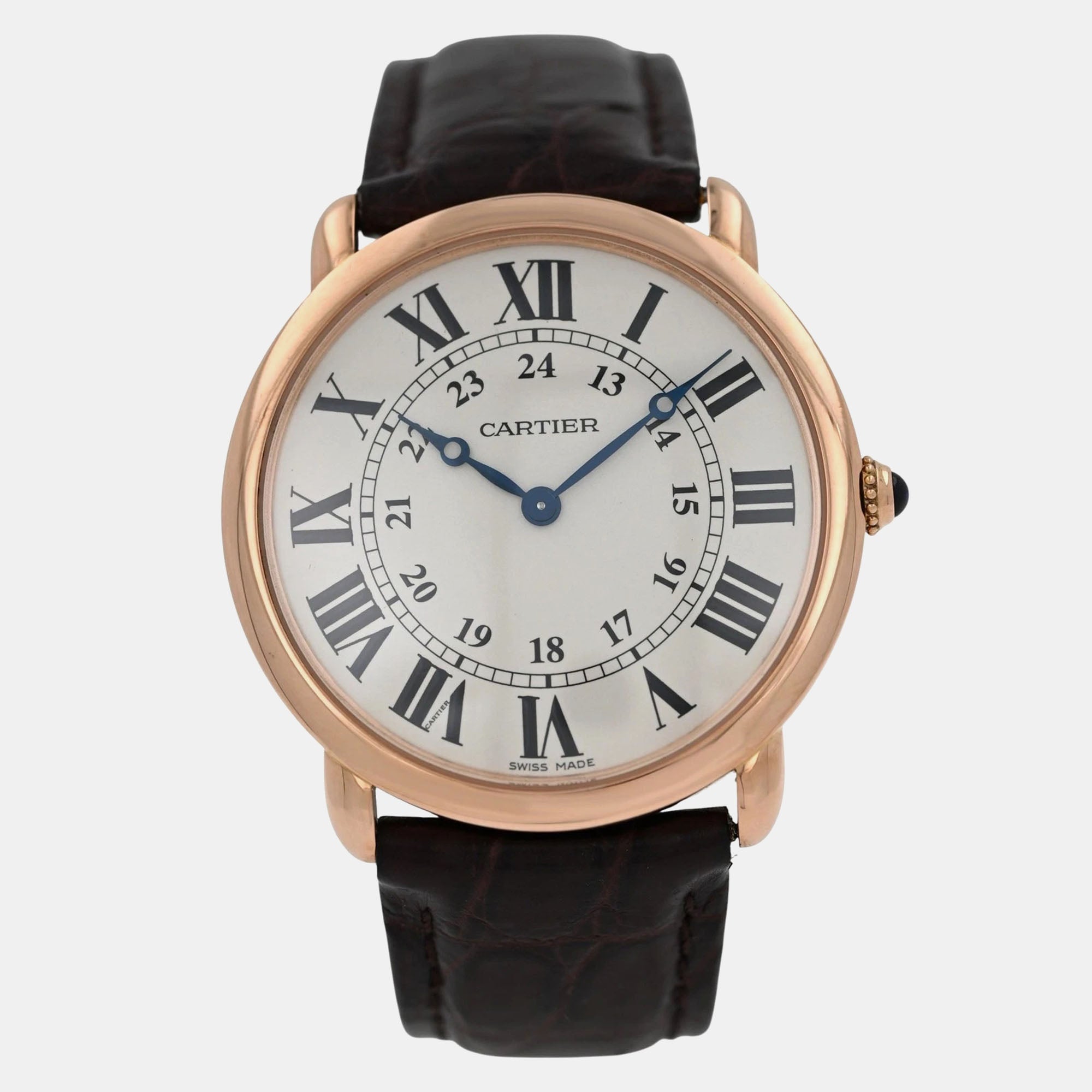 Cartier Ronde Louis W6800251 Manual Winding Cream 18k Rose Gold Men's Wristwatch 36 mm